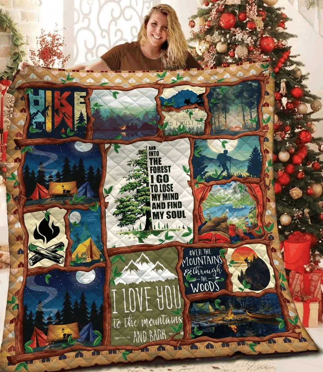 Camping I Love You To The Mount And Back Quilt Blanket Greattomized Blanket G For Birthday C Thgiving