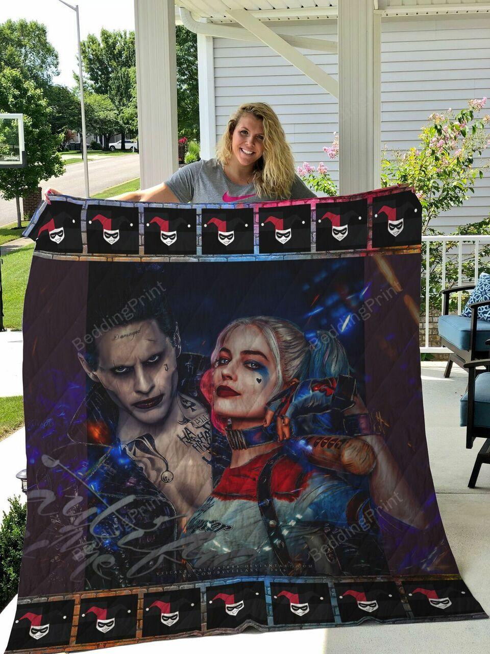 Joker And Harley Quinn Quilt Blankett G For Dc Birth