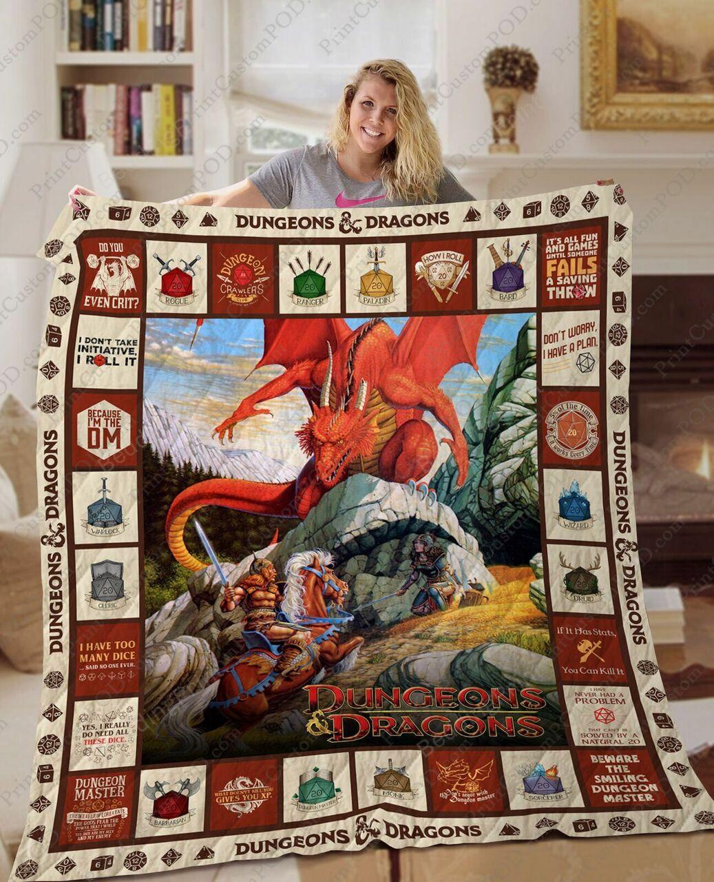 Dung And Dra Quilt Blanket For Lover D&D Dnd Fan