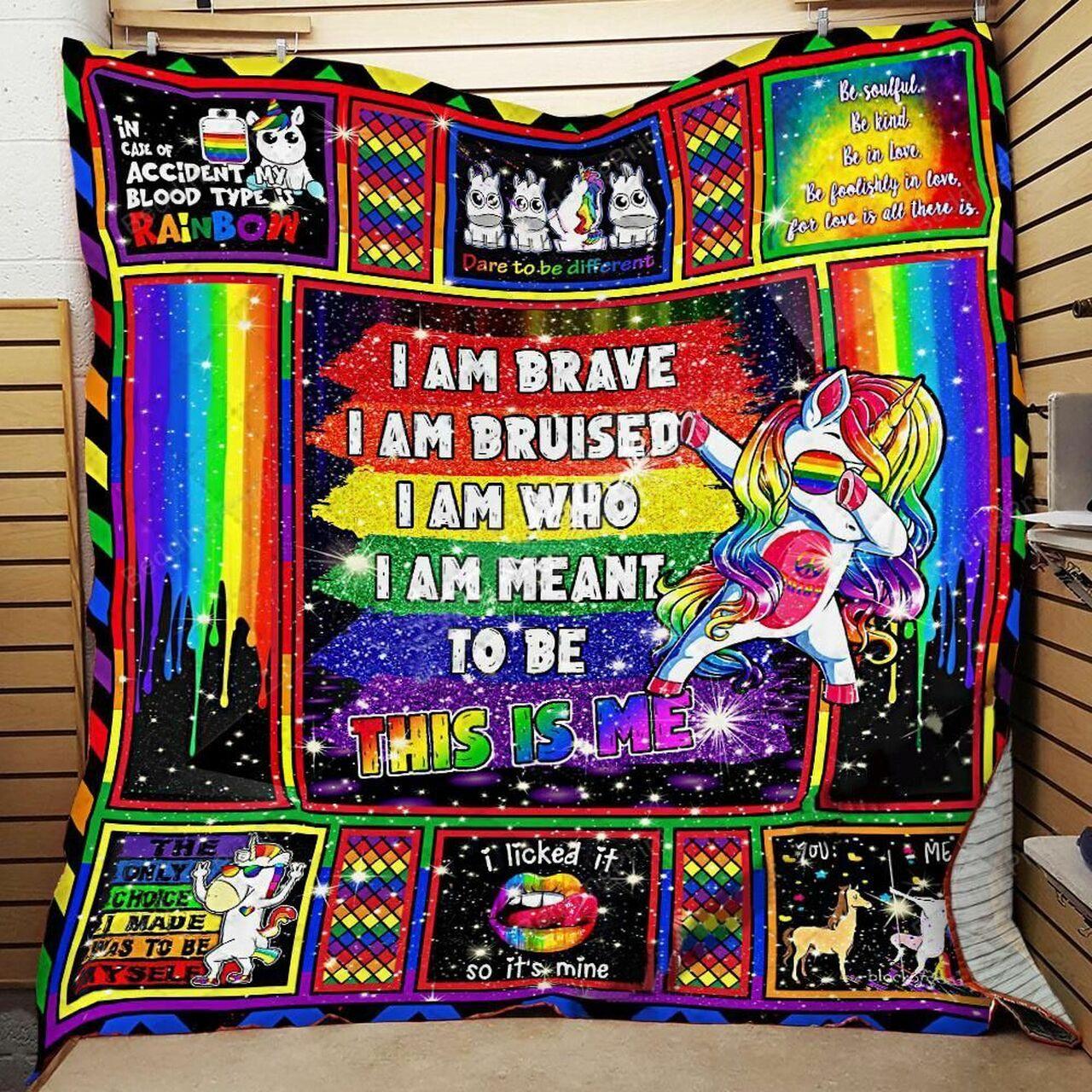 Unicorn I Am Brave I Am Bed I Am Who I Am Meant To Be Is Me Quilt Blanket Greattomized Blanket G For Birthday C Thgiving