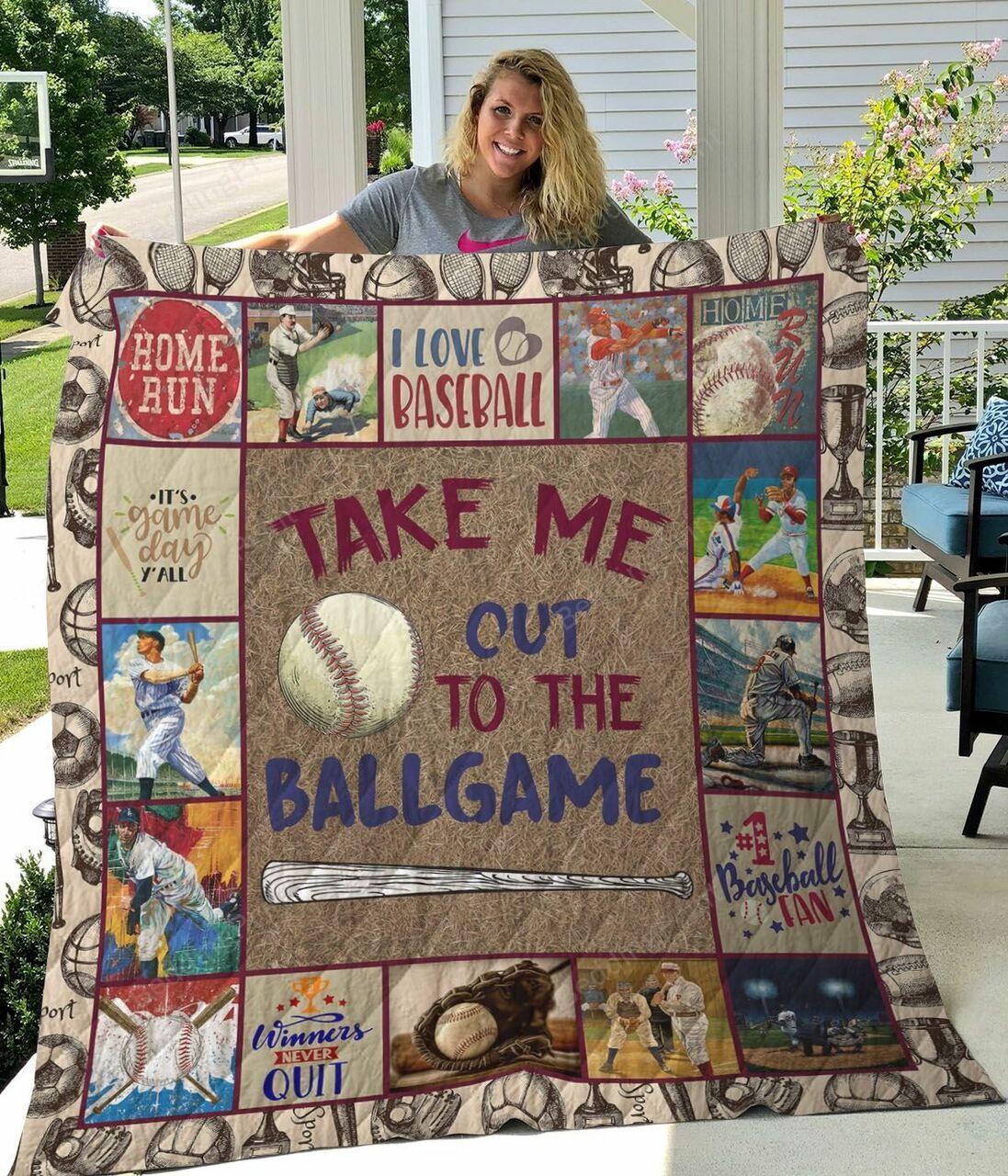Baseball Take Me Out To The Ball Game Quilt Blanket Greattomized Blanket G For Birthday C Thgiving