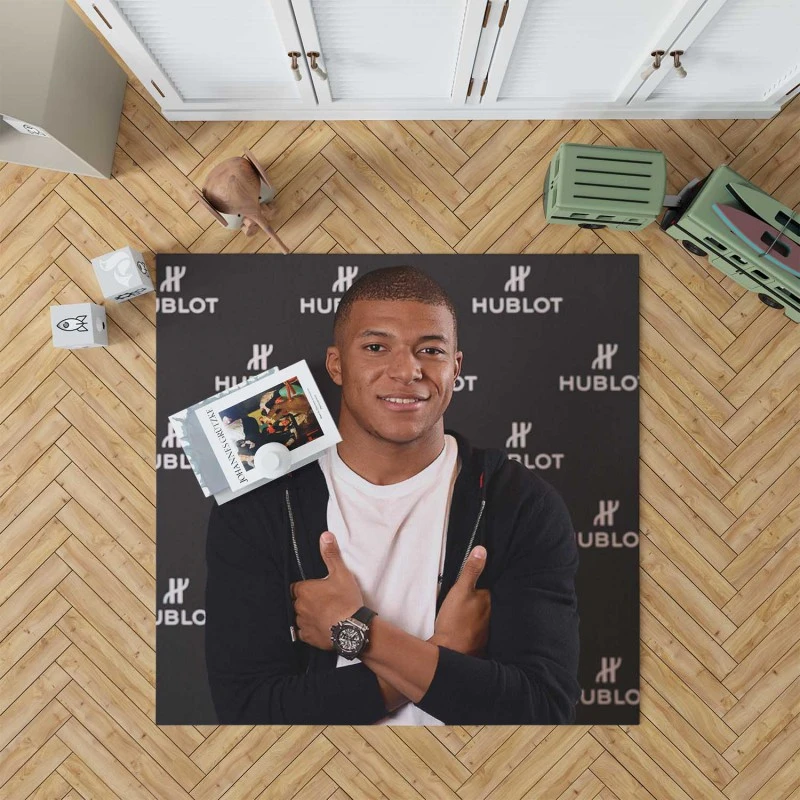 Strong Football Player Kylian Mbappe Lottin Rug