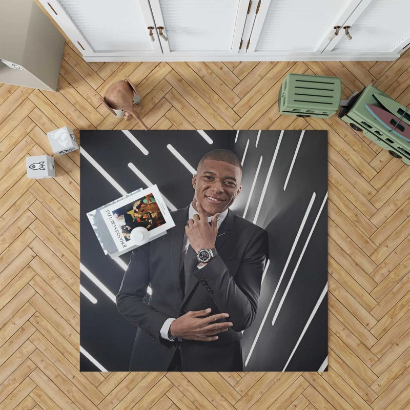 Sensational French Football Player Kylian Mbappe Lottin Rug