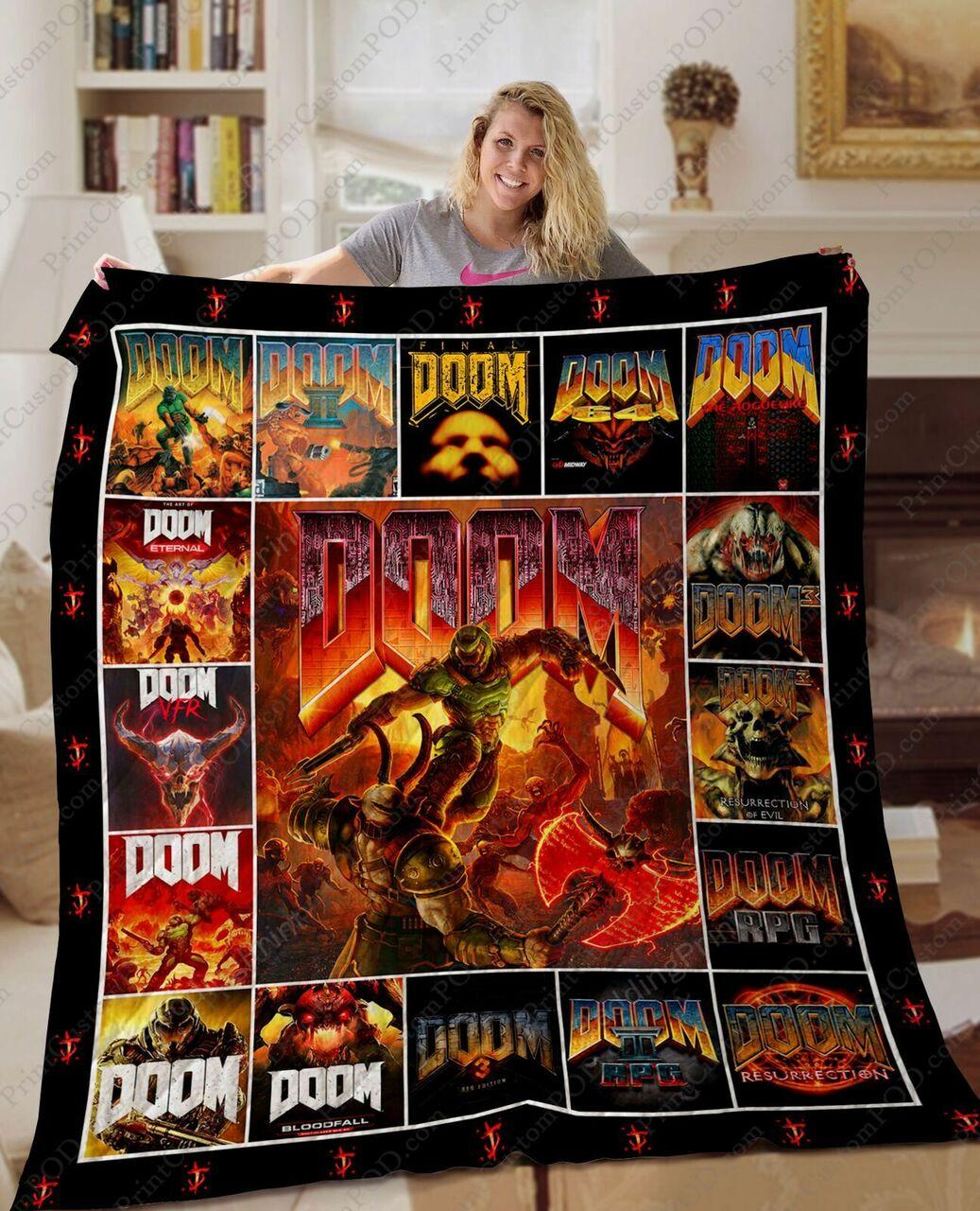 Doom Game Quilt Blanket Gift Birthday C For Doom Eternal Union