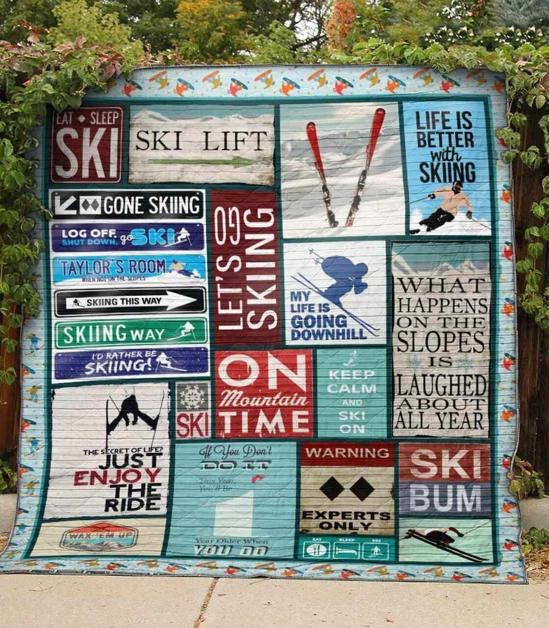 Skiing Ver1 Blanket Th1507 Quilt