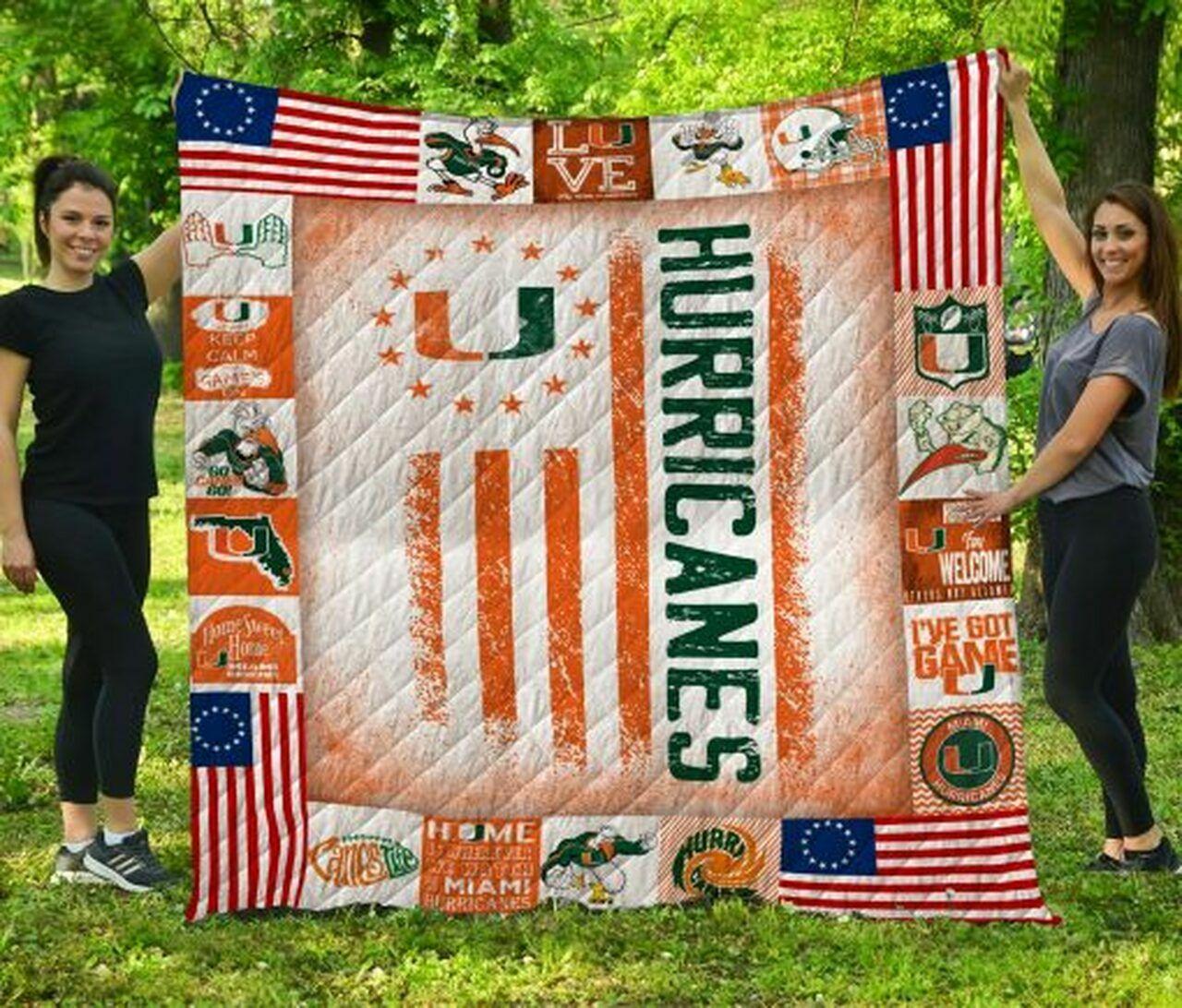 Ncaa Miami Hurric Quilt Blanket #144