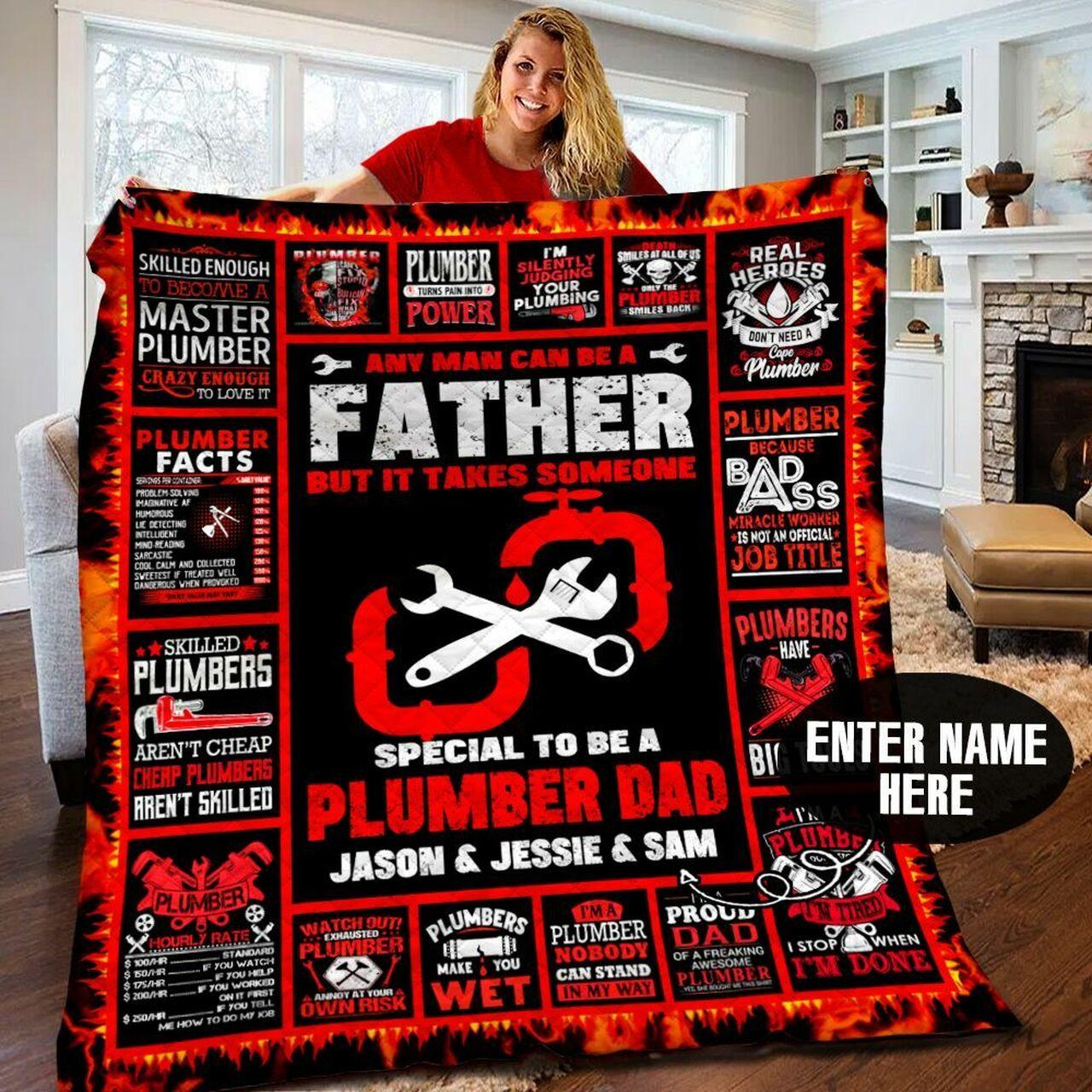 onalized Plumbpecial To Be A Plumber Dad Quilt Blanket Greattomized Blanket G For Birthday C Thgiving Fat Day Anniary