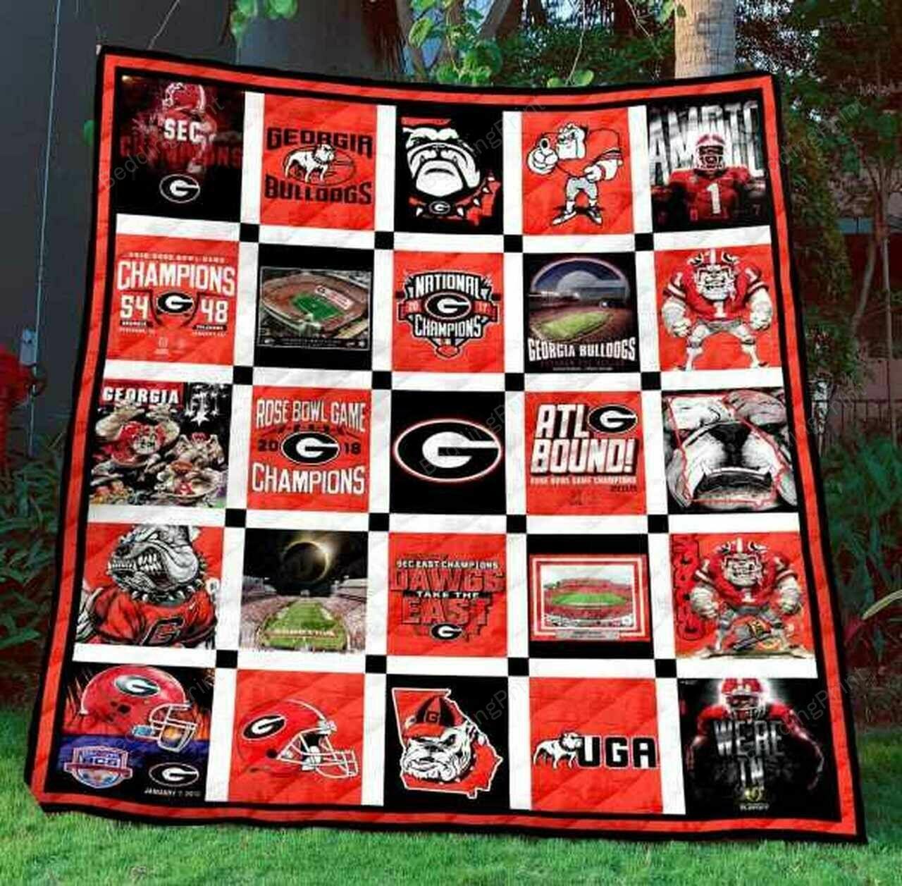 Ncaa Georgia Bull Quilt Blanket #852