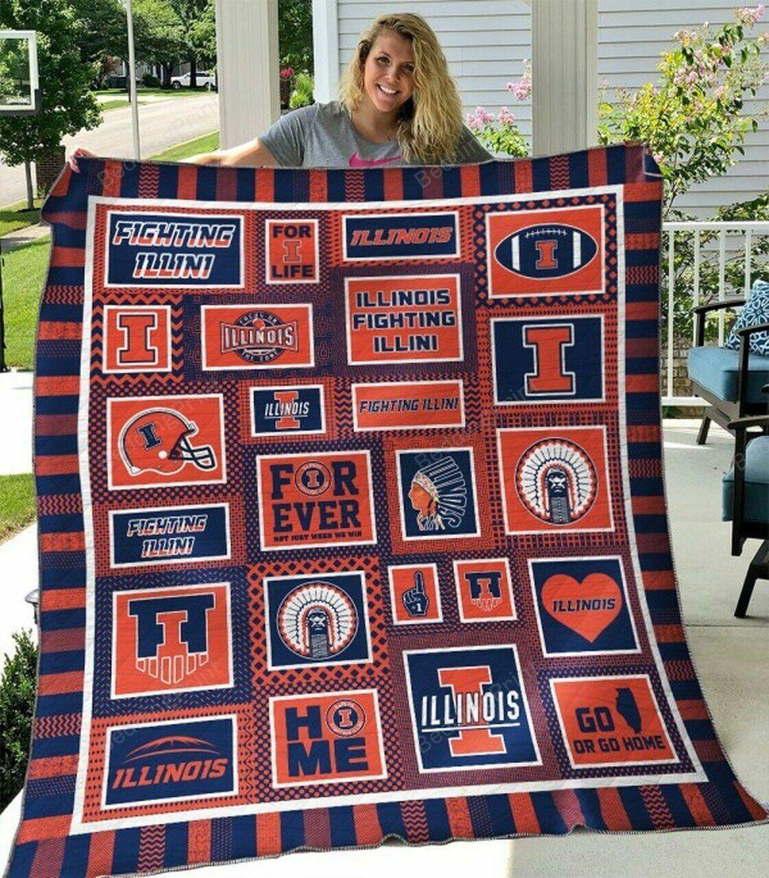 Ncaa Illi Fighting Illini Quilt Blanket #423