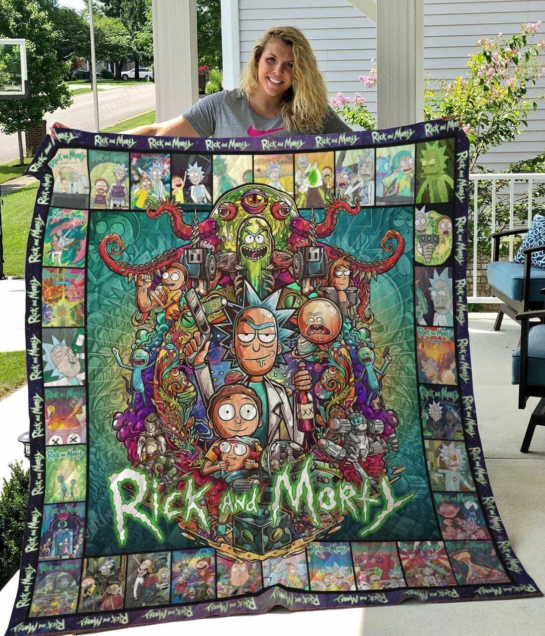 Cn Aduwim Rick And Morty Quilt Blanket Gift For Birthday C