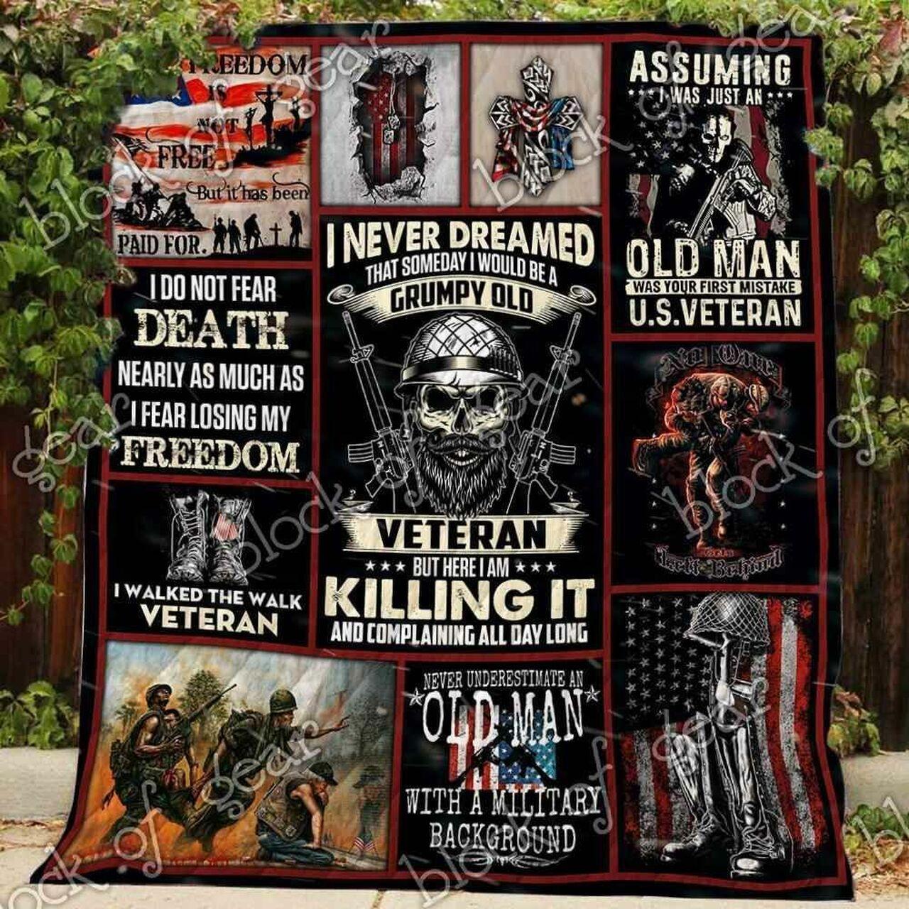 I Am A Grumpy Old Veteran Blanket Kc1707 Quilt