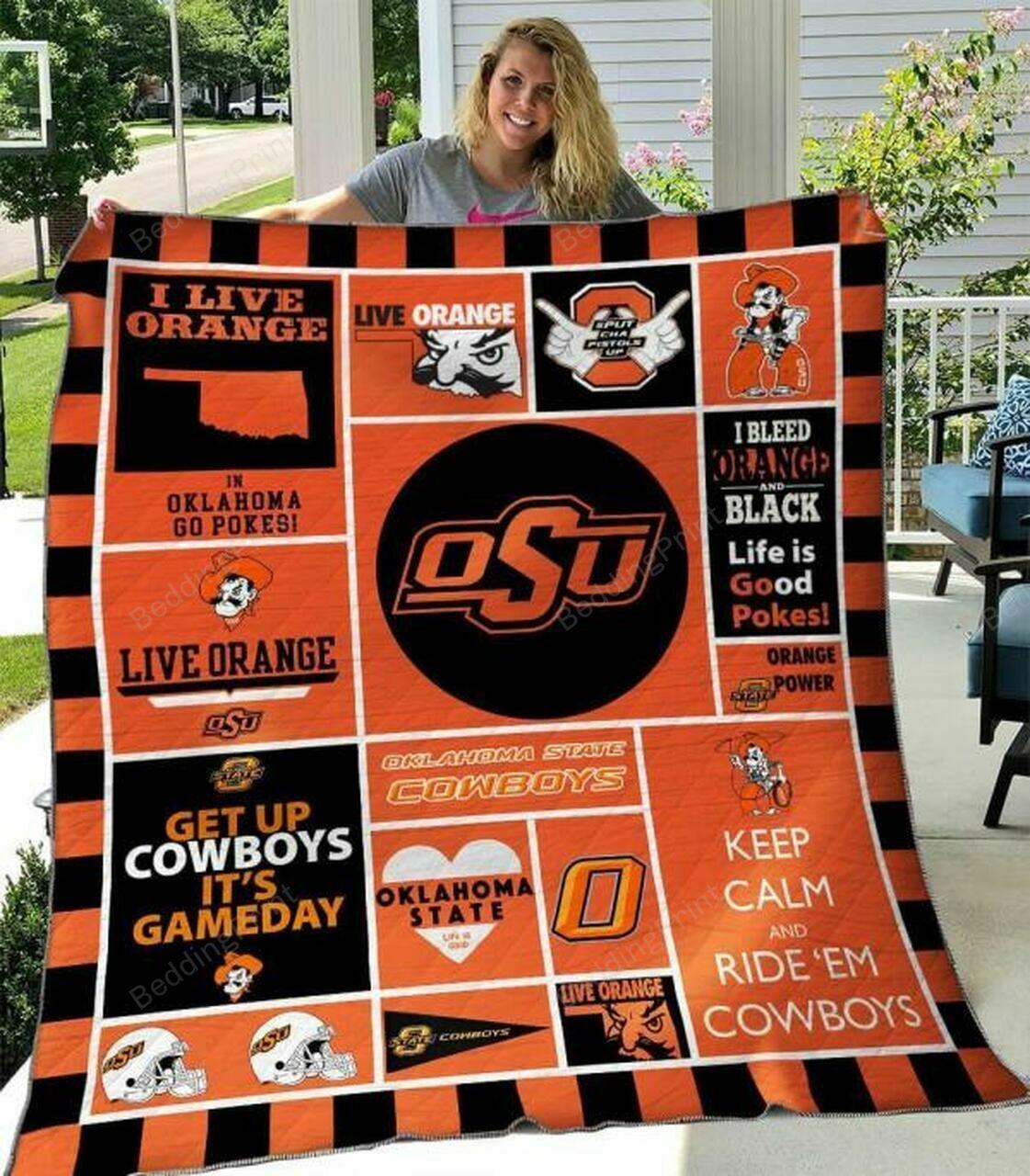 Ncaa Oklahotate Cow Quilt Blanket #356