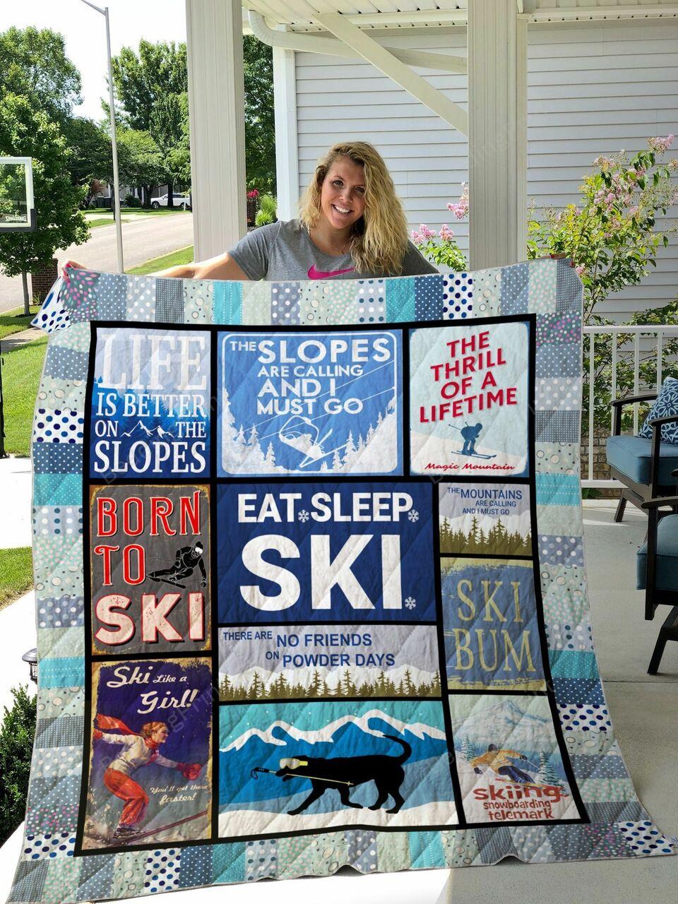 Skiing Born ki Quilt Blanket Greattomized Blanket G For Birthday C Thgiving