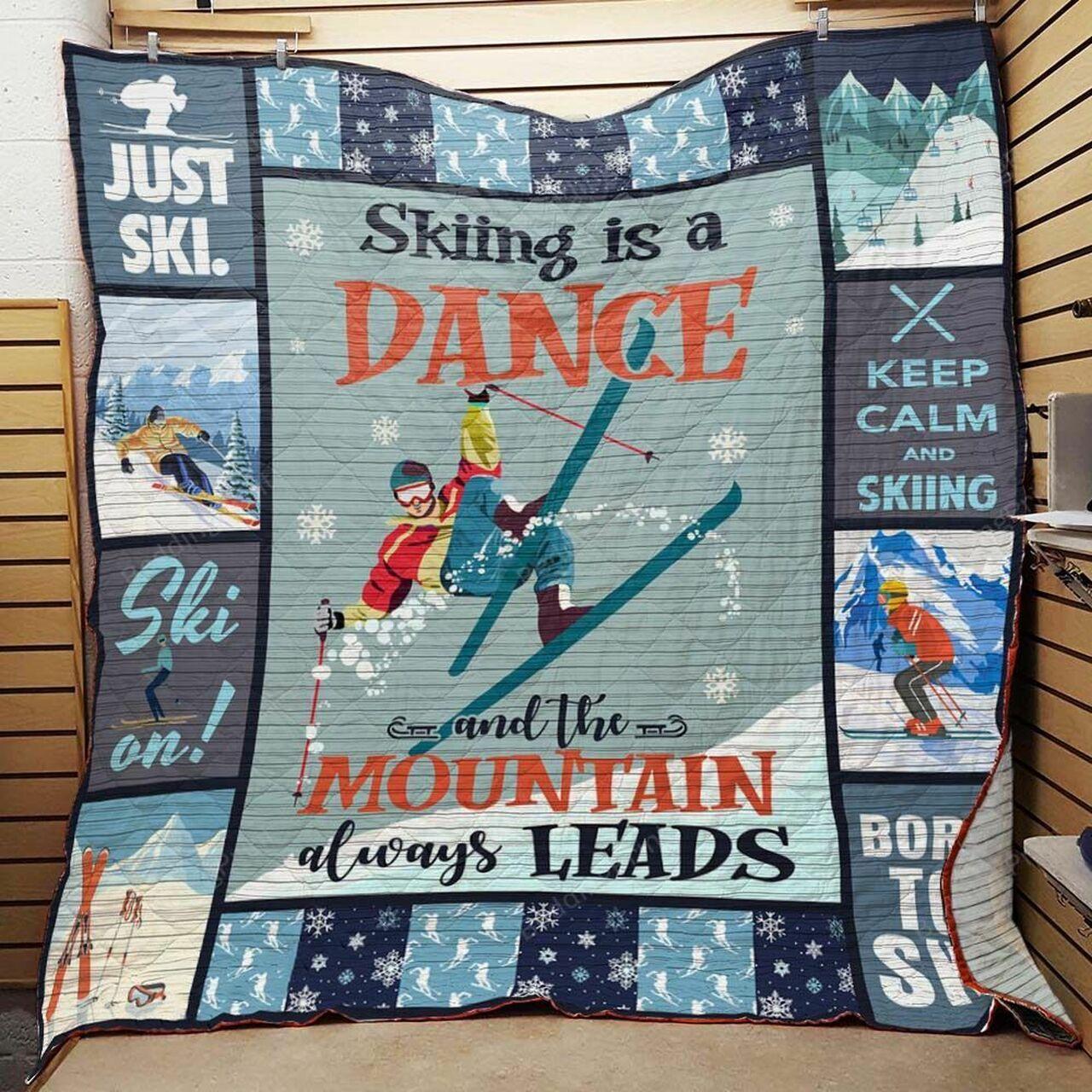 Skiin A Dance And The Mountain Al L Quilt Blanket Greattomized Blanket G For Birthday C Thgiving