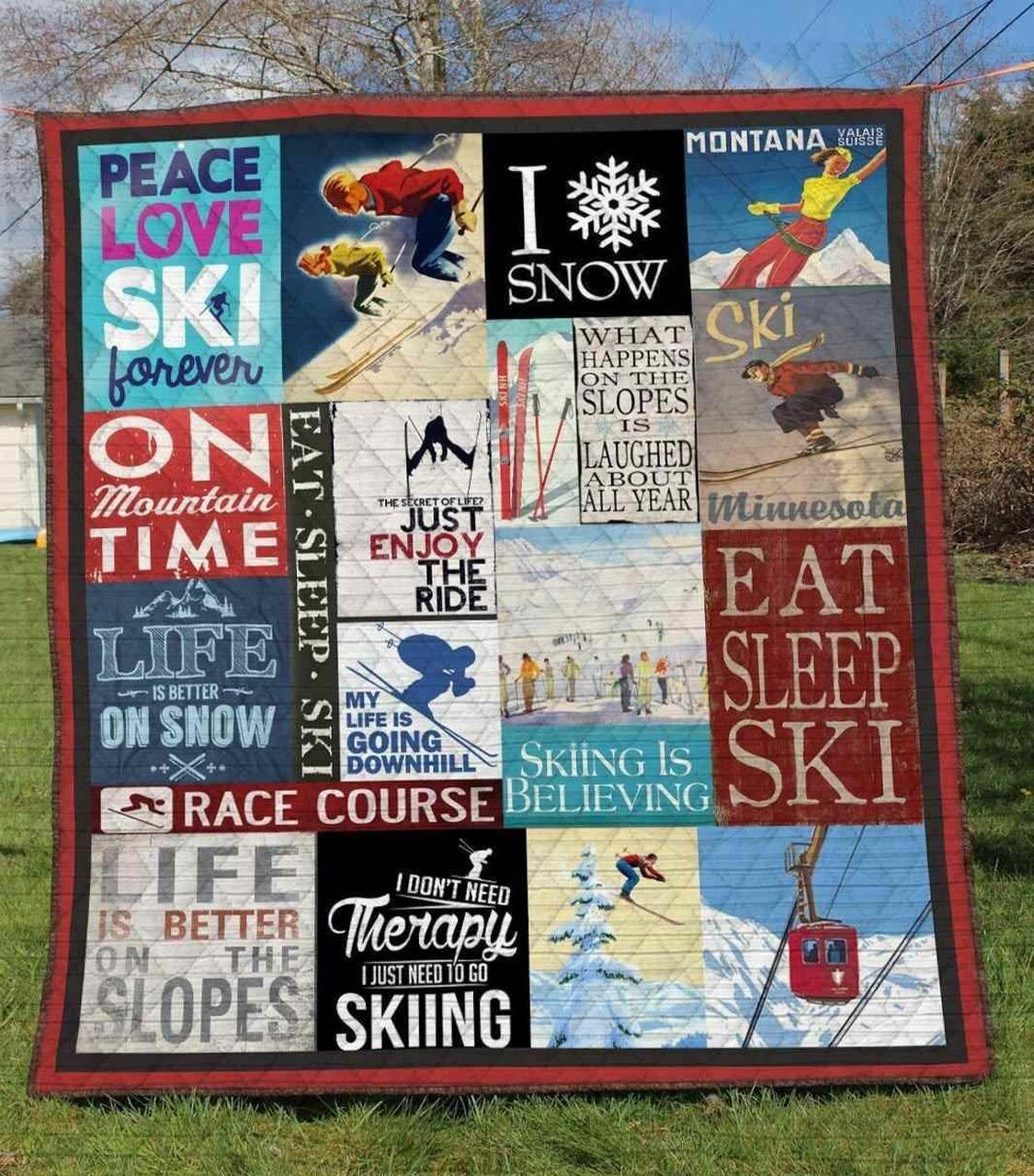 Skiing Ver2 Blanket Th1507 Quilt