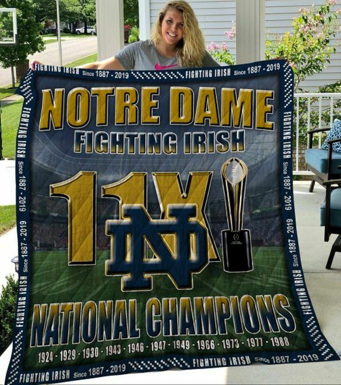 Ncaa Notre Dame Fighting h Quilt Blanket #201