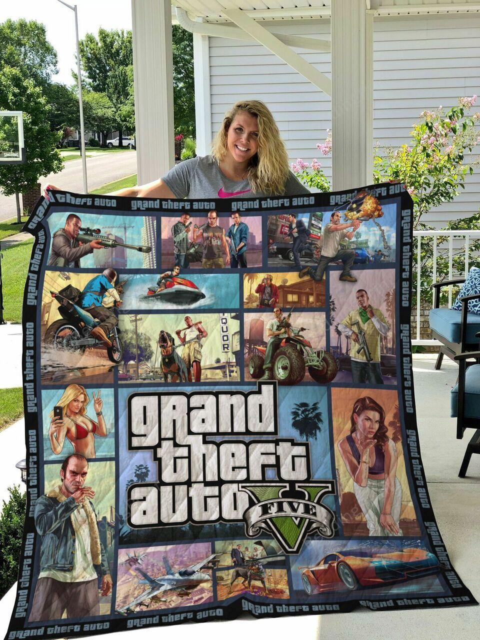 Grand Theft Auto V Quilt Blanket G Birthday C Grand Theft Auto V Fan