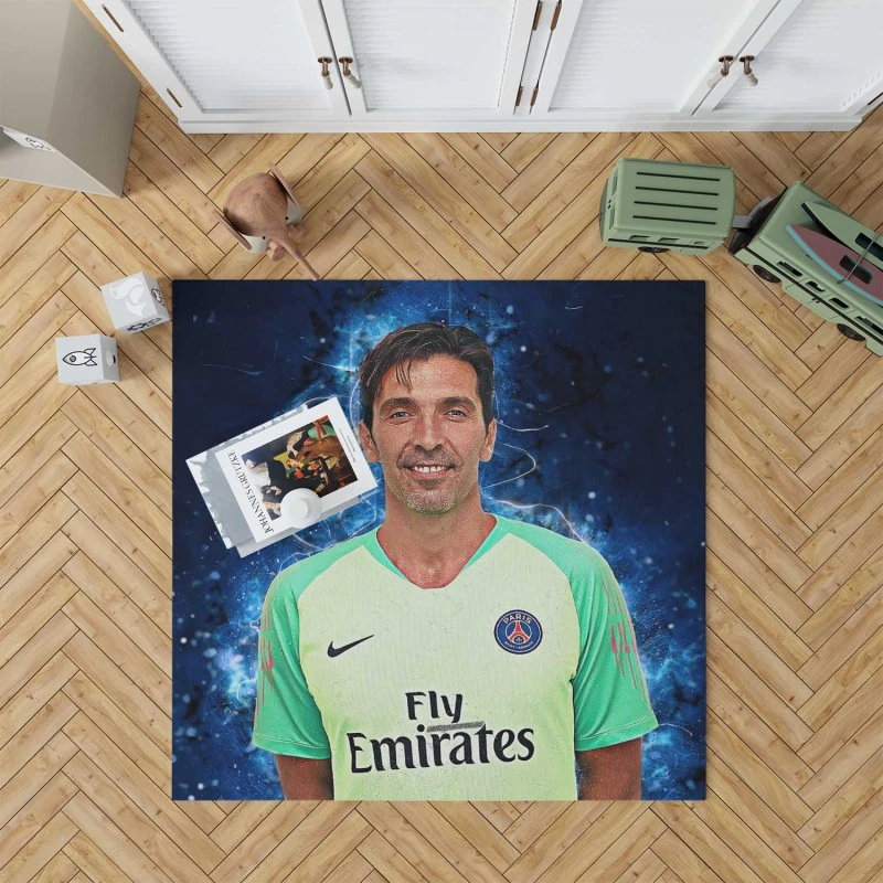 Gigi Buffon Exellelant Goalkeeper In Psg Rug