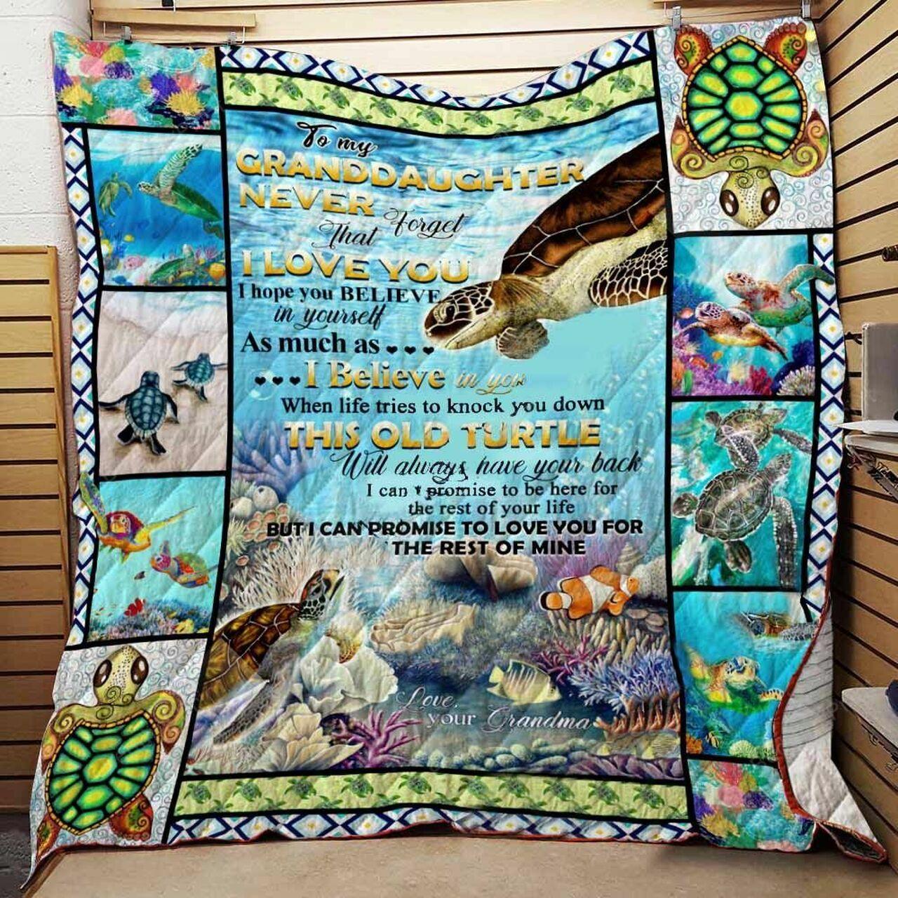 onalized Turtle To My Granddaughter From Grandma Old Turtle Will Al Have Your Back Quilt Blanket Greattomized G For Birthday C Thgiving
