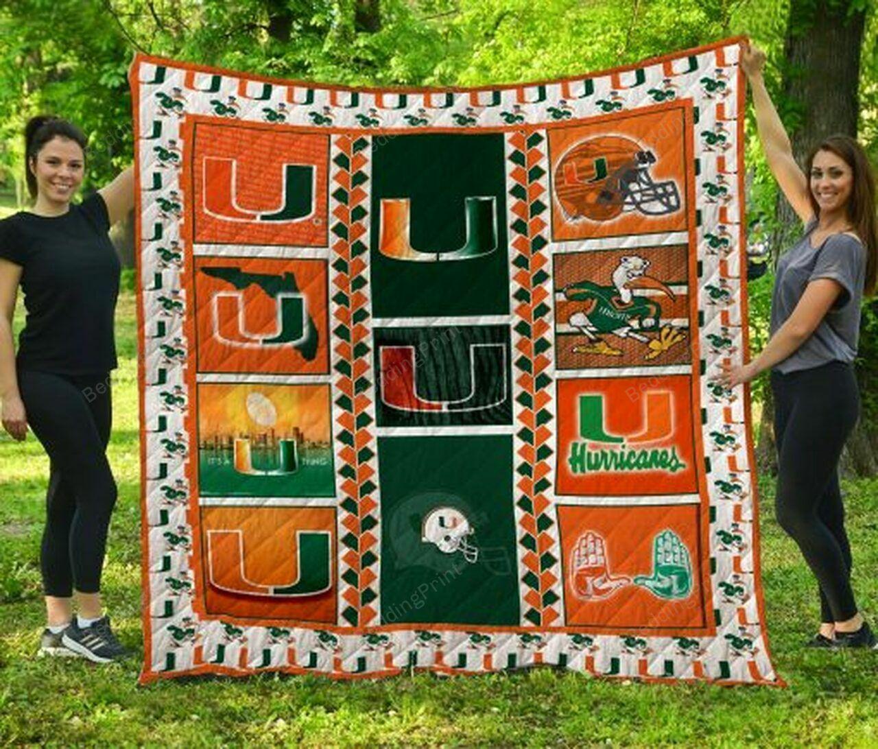 Ncaa Miami Hurric Quilt Blanket #153