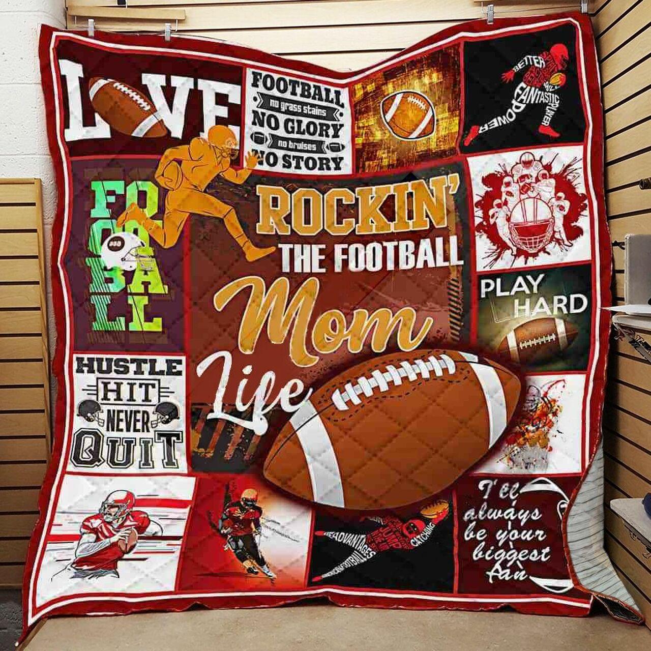 Rockin The Football Mom Life Quilt Blanket Greattomized G For Birthday C Thgiving Mot Day
