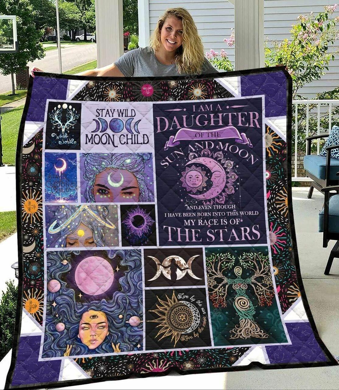 Daughter Of Tun And Moon Hipptyle Quilt Blanket Greattomized Blanket G For Birthday C Thgiving
