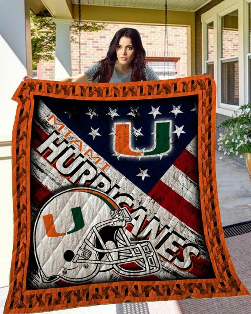 Ncaa Miami Hurric Quilt Blanket #145