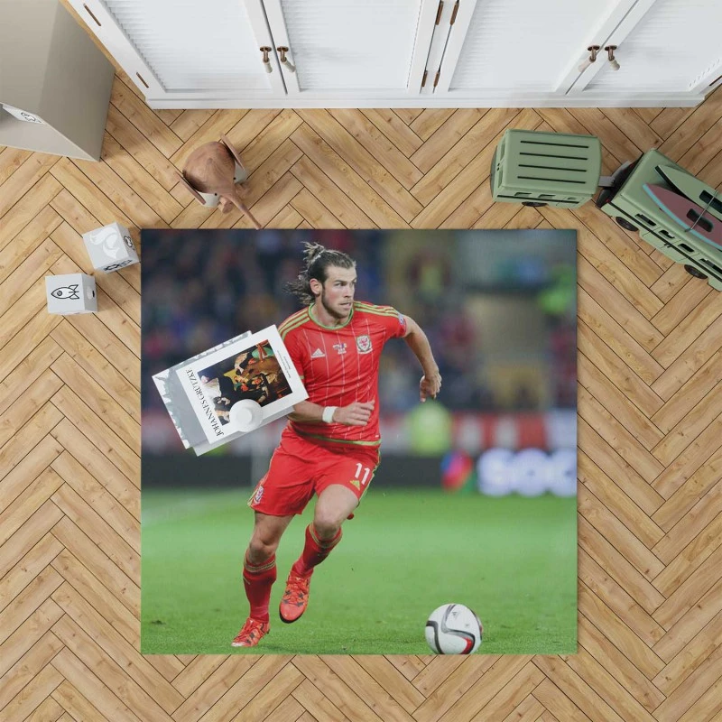 Gareth Bale In Welsh Red Jercey Rug