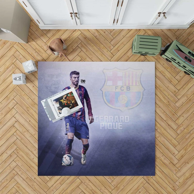 Gerard Pique In Barcelona Striped Jersey Rug