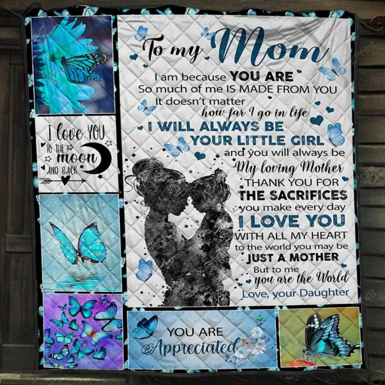 onalized Butterfly To My Mom From Daughter You Are The World To Me Quilt Blanket Greattomized G For Birthday C Thgiving Mot Day