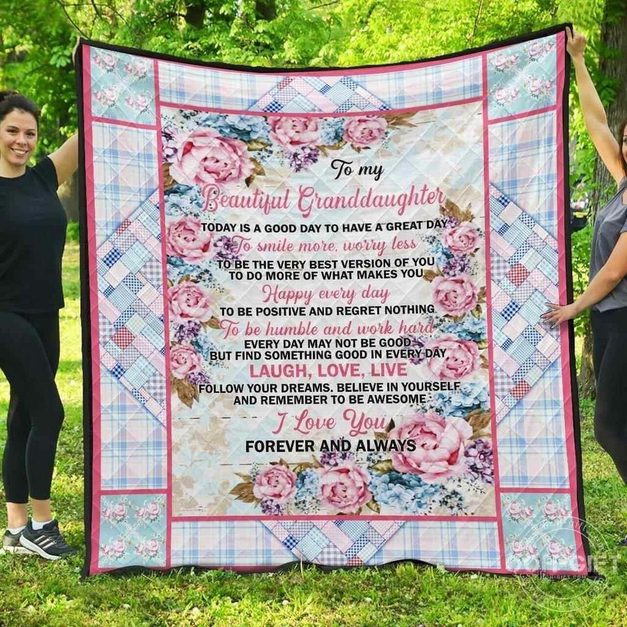 Granddaughter Beautiful Granddaughtmile More Worrys Blanket Th0807 Quilt