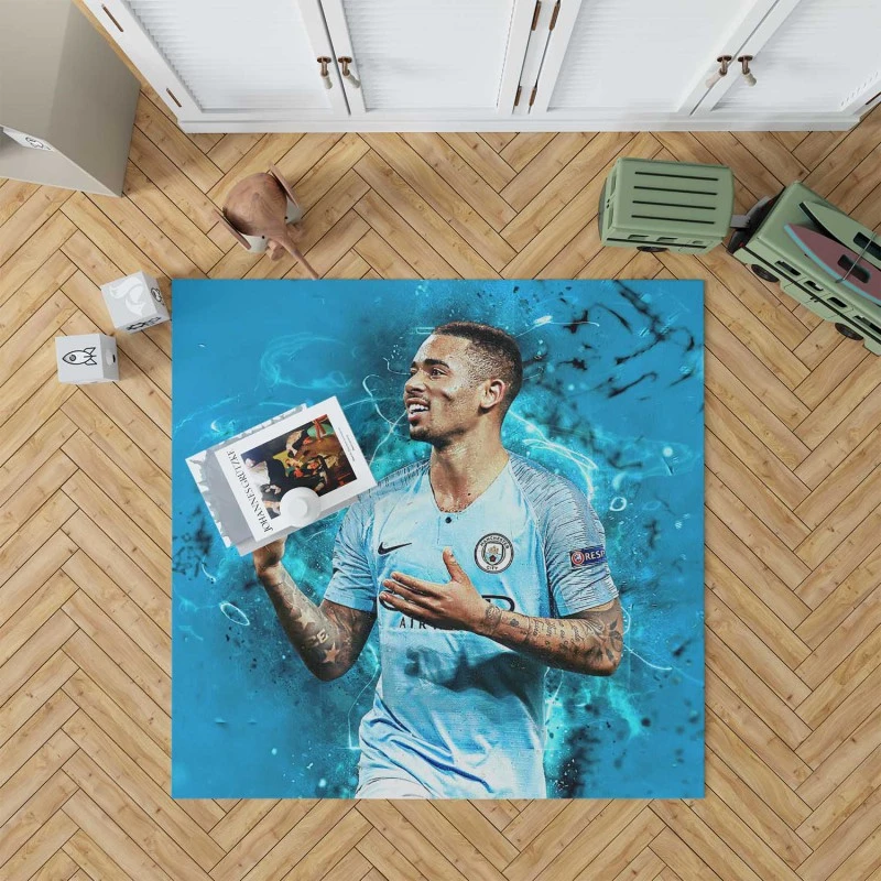 Gabriel Jesus Strong Man United Football Player Rug