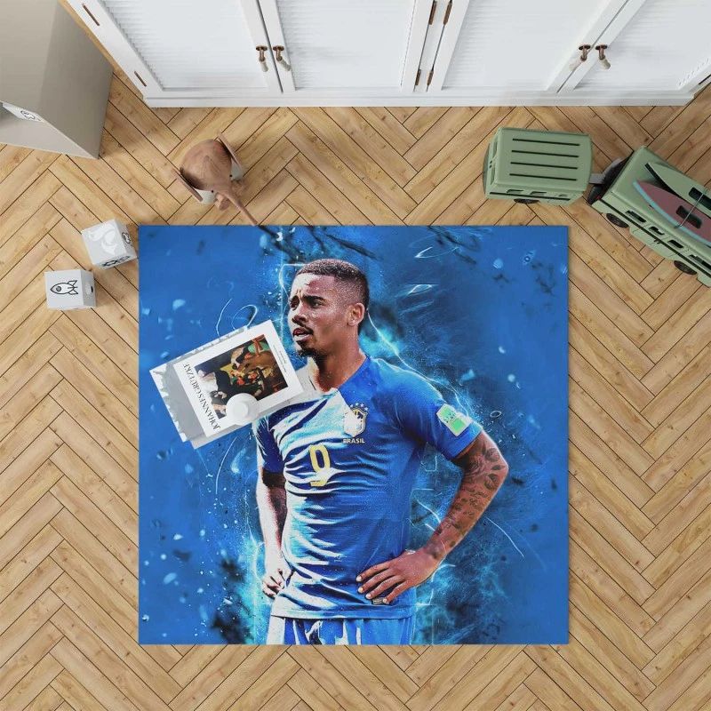 Gabriel Jesus Awarded Brazilian Football Player Rug
