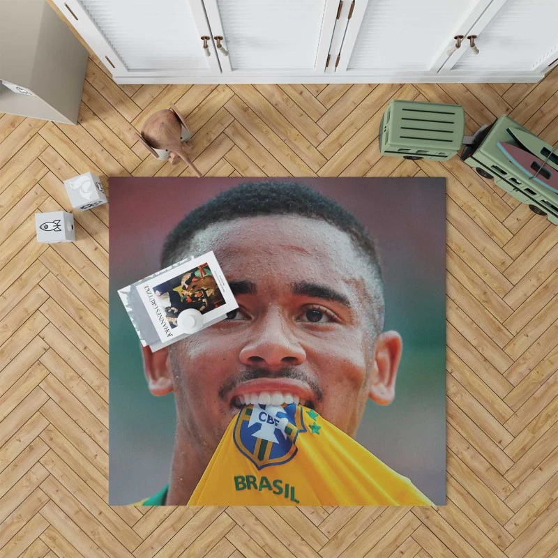 Gabriel Jesus Brazilian Top Ranked Football Player Rug