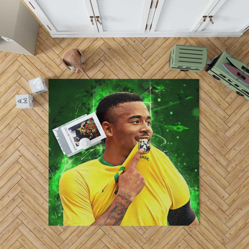 Gabriel Jesus Exciting Brazilian Forward Player Rug