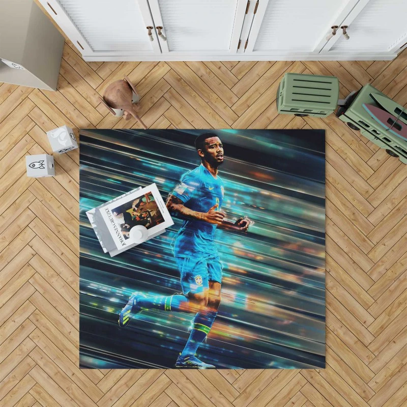 Gabriel Jesus In Brazilian Blue Jersey Rug