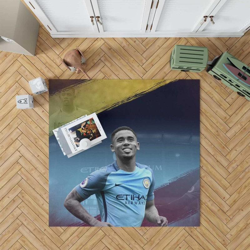 Gabriel Jesus Manchester City Football Player Rug