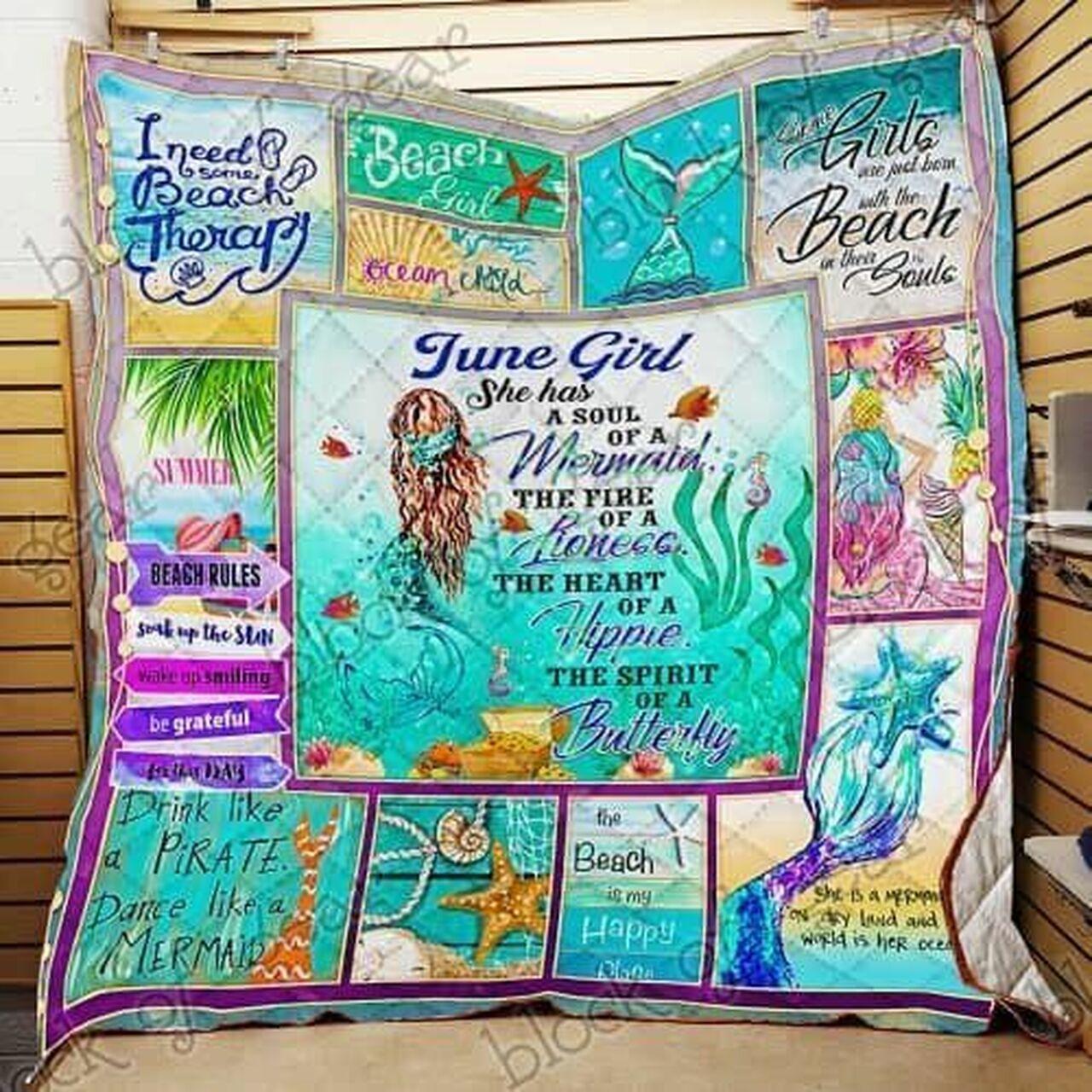 June Girloul Of A Mermaid Cl18100390Mdq Quilt Blanket