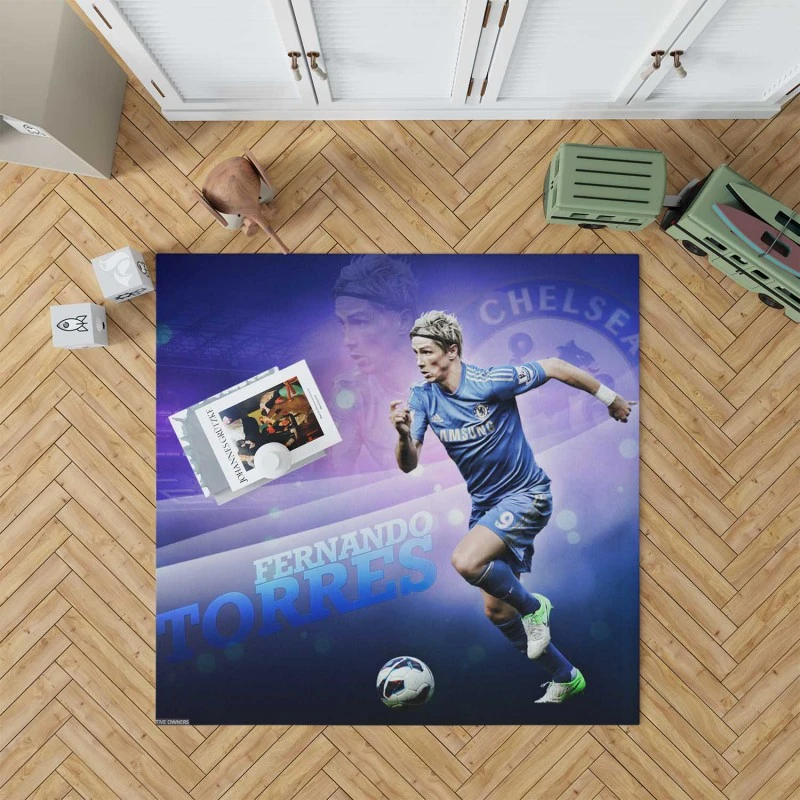 Powerfull Chelsea Soccer Player Fernando Torres Rug