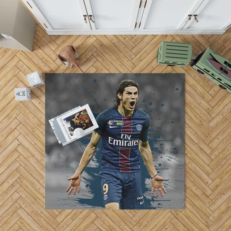 Edinson Cavani Exciting Psg Football Player Rug