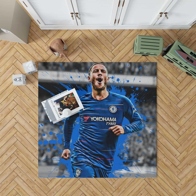 Exciting Chelsea Football Player Eden Hazard Rug