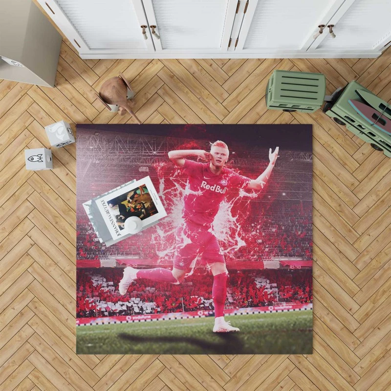 Erling Haaland In Red Bull Salzburg Club Rug