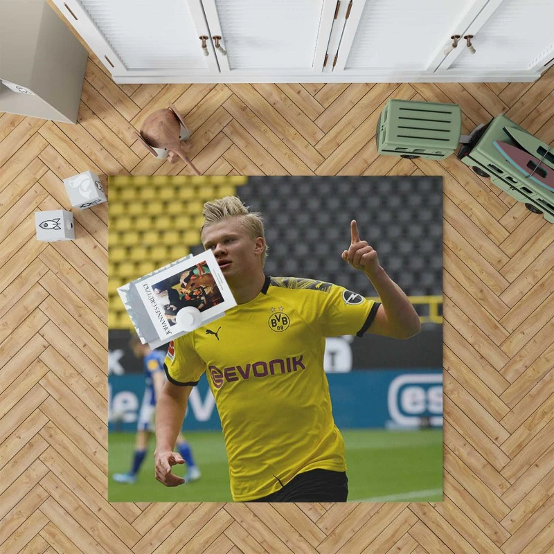 Erling Haaland Strong Dortmund Bvb Club Player Rug