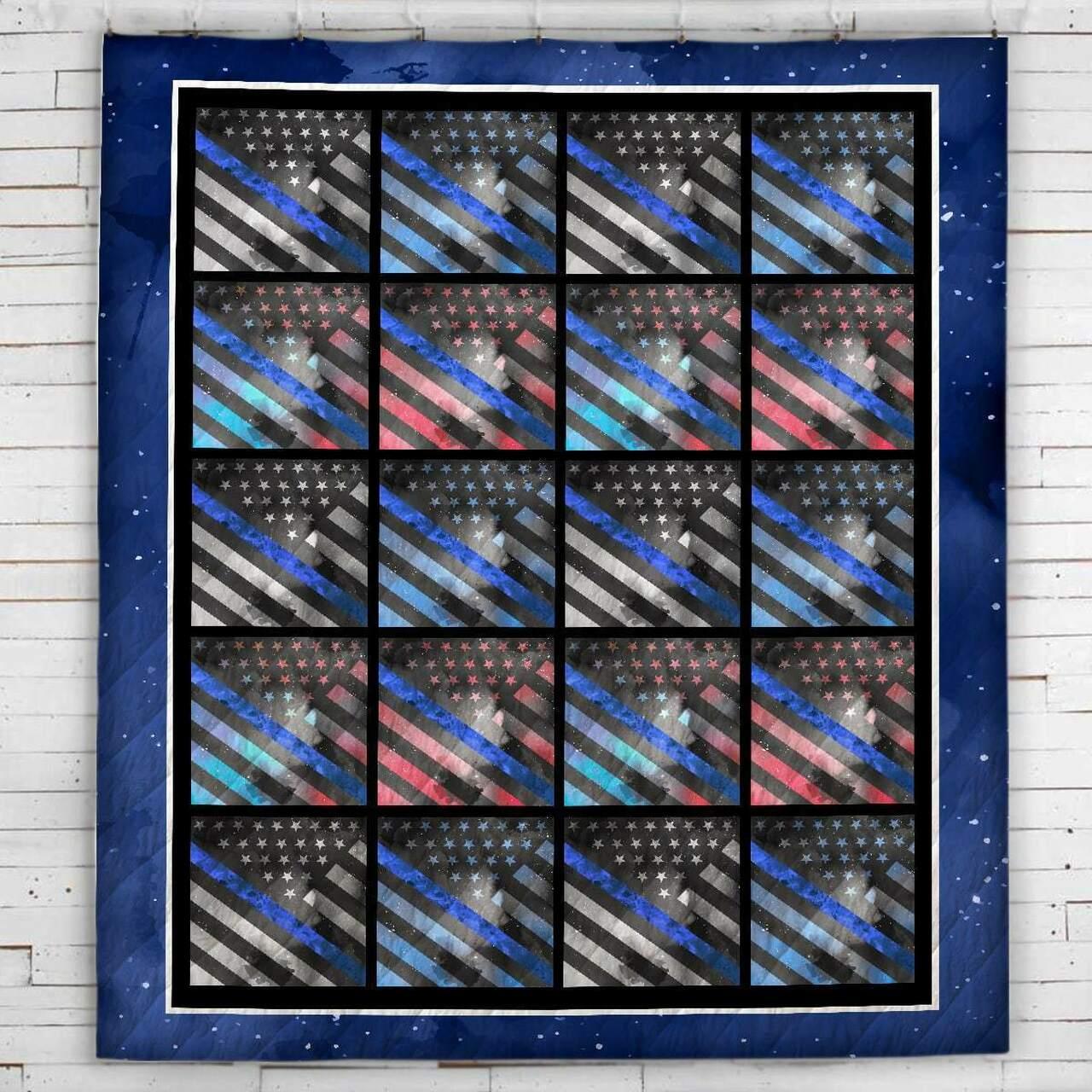 Thin Blue Line Police Flag Blanket Quilt