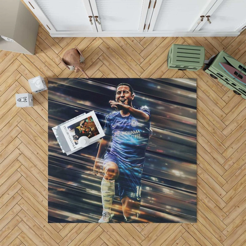 Powerfull Chelsea Soccer Player Eden Hazard Rug
