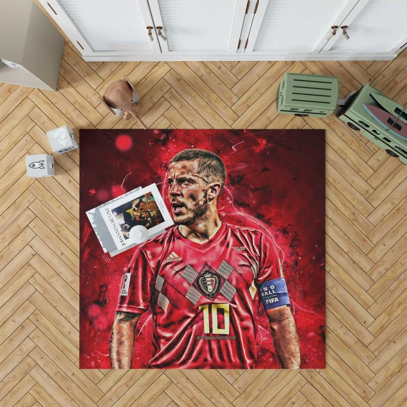 Strong Belgium Soccer Player Eden Hazard Rug