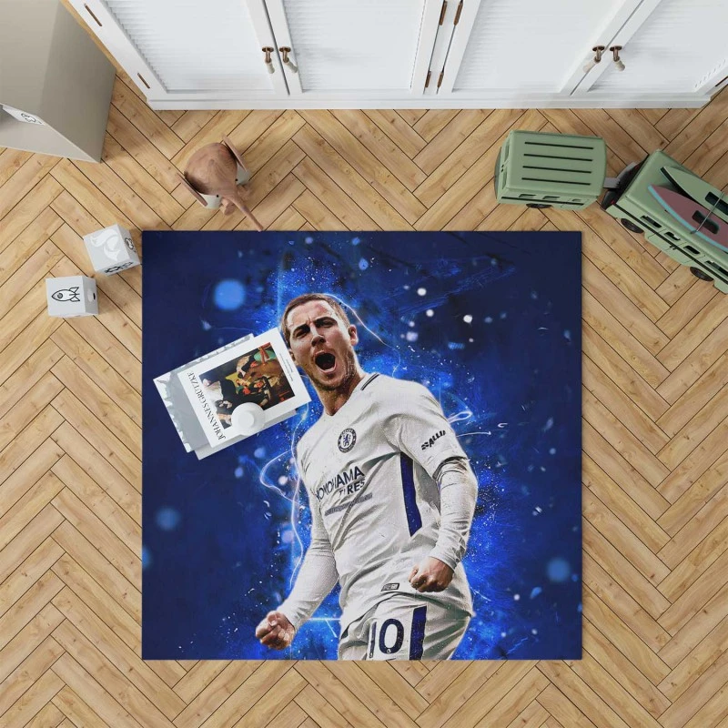 Eden Hazard In Chelsea White Jersey Rug