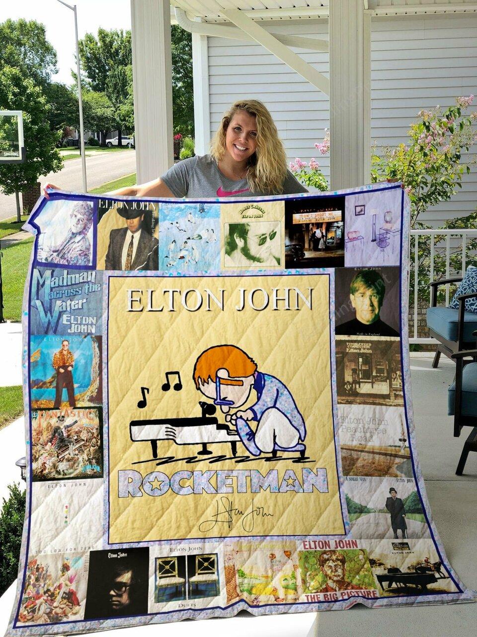 Elton John Collage Quilt Blanket