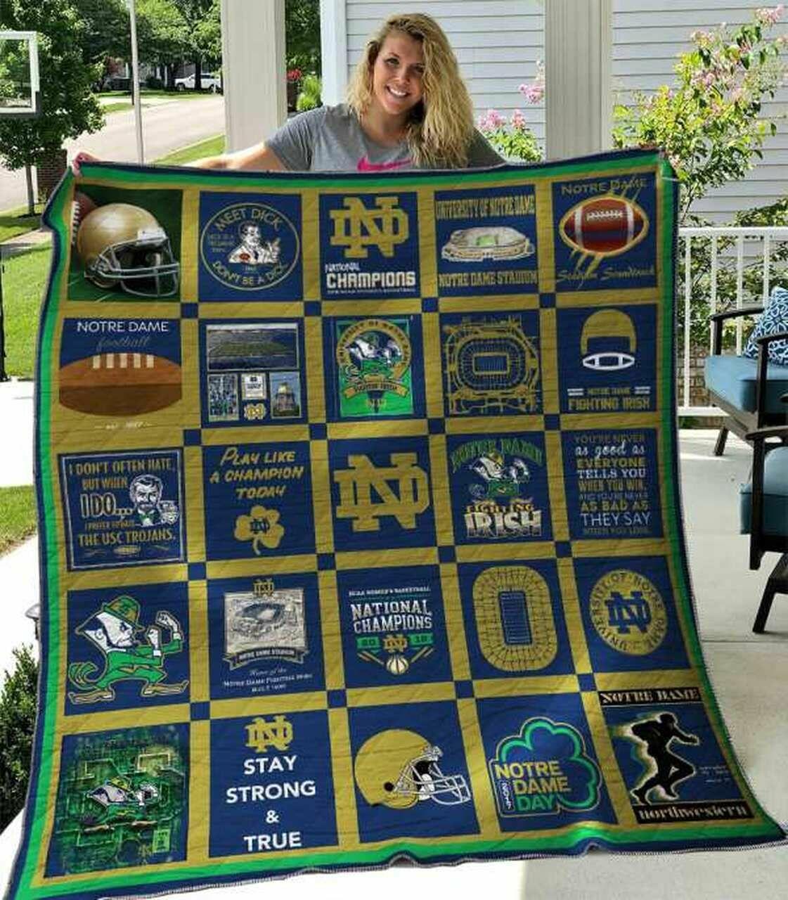 Ncaa Notre Dame Fighting h Quilt Blanket #187