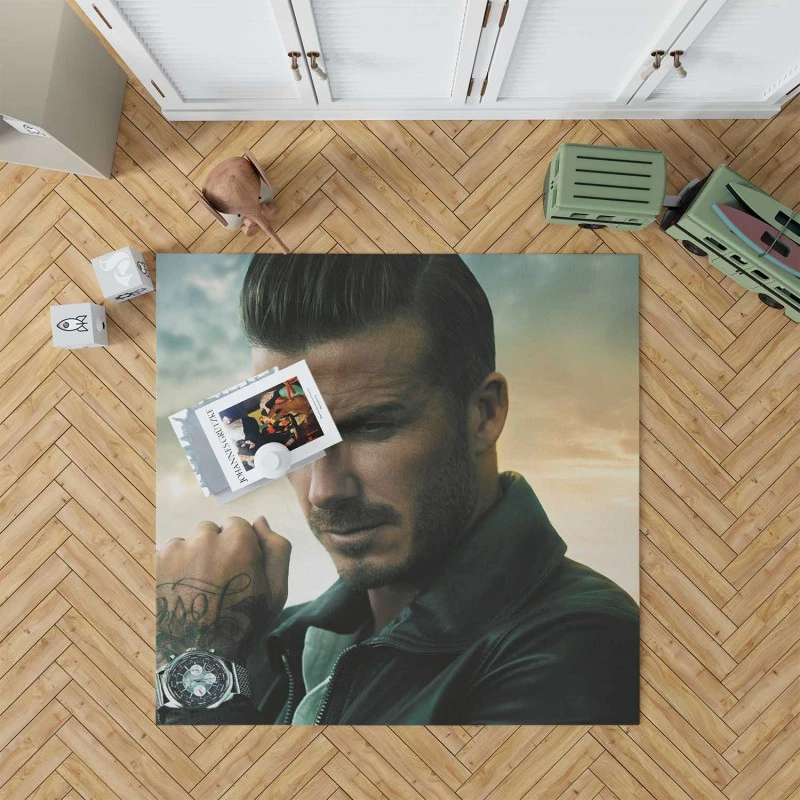Competitive English Player David Beckham Rug